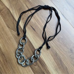 Adjustable cord and silver bead Necklace tribal boho chic modern exotic